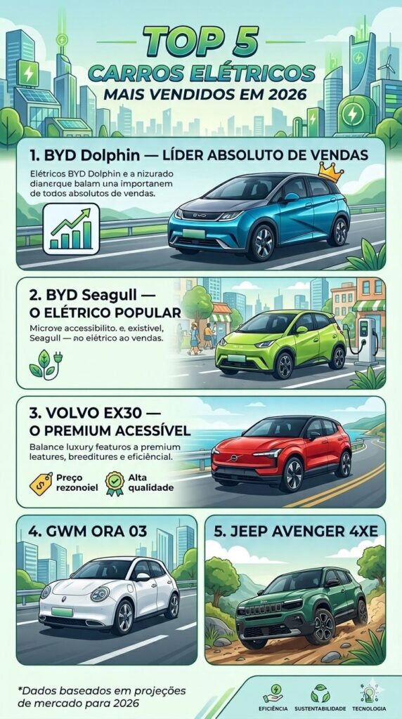 Carros elétricos mais vendidos no Brasil em 2026 carros eletricos mais vendidos 2026 2